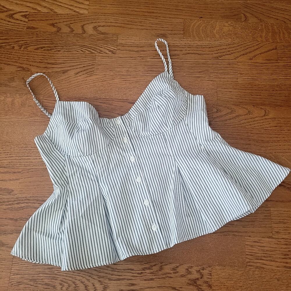 Zara Striped Bustier Peplum Top Sz L
